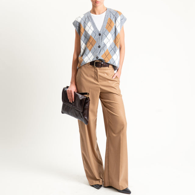 Tensione in-Gilet rombi argyle misto cashmere - grigio/panna/camel