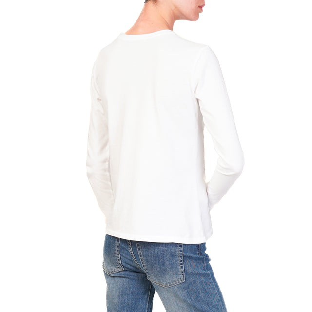 Zeroassoluto-T-shirt girocollo stretto 100% cotone - bianco