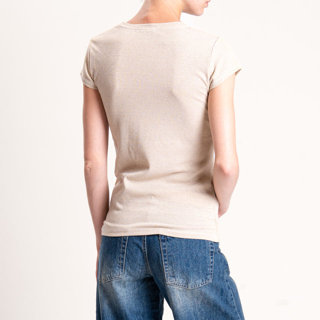 Zeroassoluto-T-shirt lurex a costine - oro