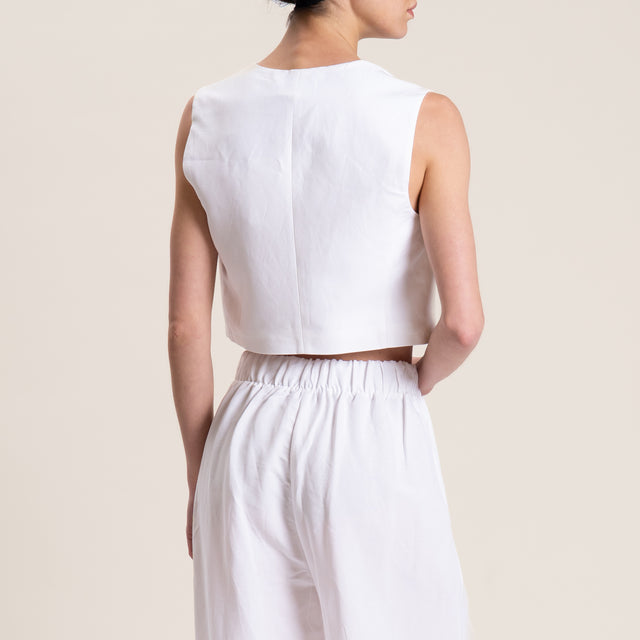 Motel-Completo gilet e pantalone misto lino - bianco
