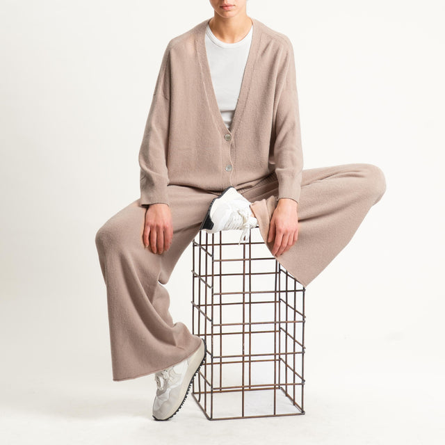 Kontatto-Cardigan con spacchi laterali (QS) - tortora