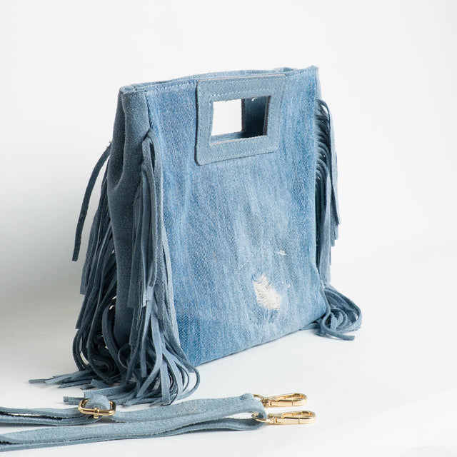 W by Whitemood-Borsa a mano jeans con frange - denim