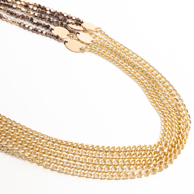 W by Whitemood-Collana multifilo bicolore - gold/brown