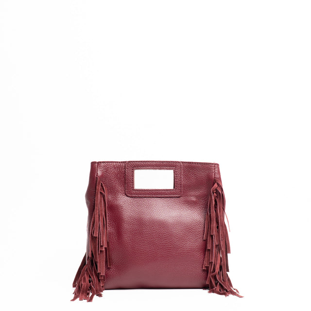 White mood-Borsa a mano con frange laterali - vino
