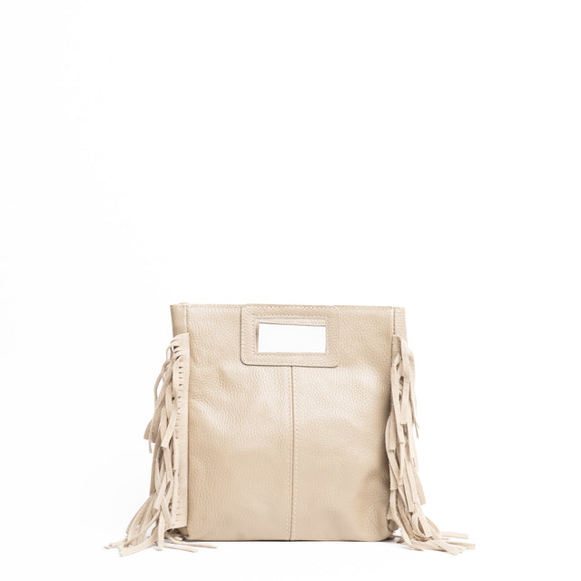 White mood-Borsa a mano con frange laterali - sand