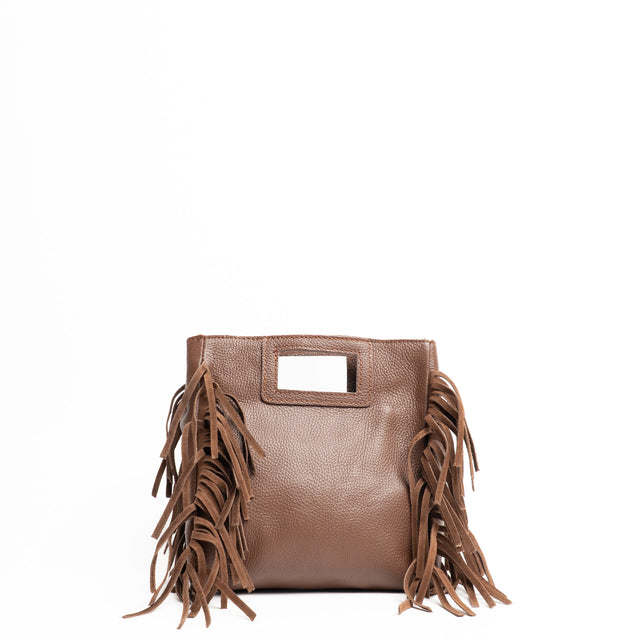 White mood-Borsa a mano con frange laterali - cioccolato