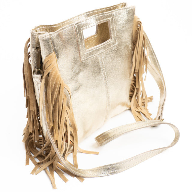 White mood-Borsa a mano con frange laterali - gold