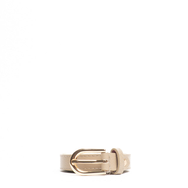 W by Whitemood-Cintura fina genuine leather martellata - taupe