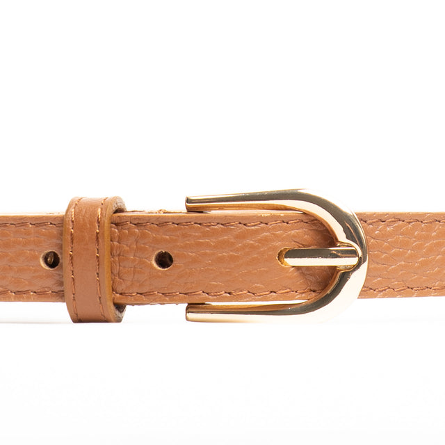 W by Whitemood-Cintura fina genuine leather martellata - cuoio