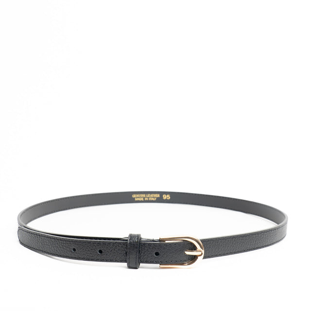 W by Whitemood-Cintura fina genuine leather martellata - Nero