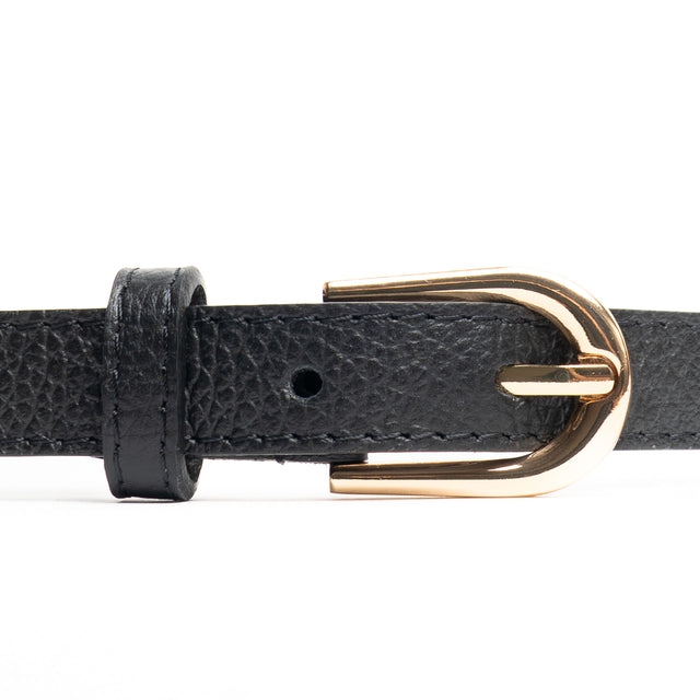 W by Whitemood-Cintura fina genuine leather martellata - Nero