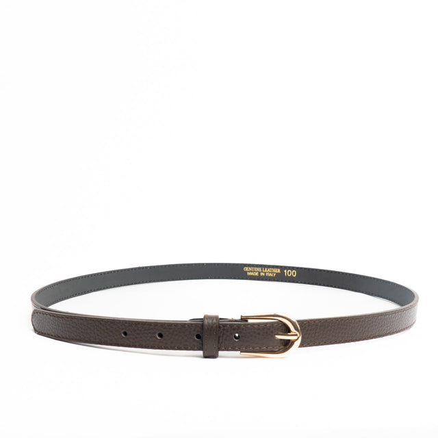 W by Whitemood-Cintura fina genuine leather martellata - moro