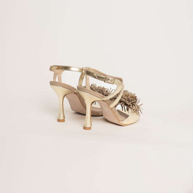 Divine Follie-Sandalo con applicazione - laminato oro/beige