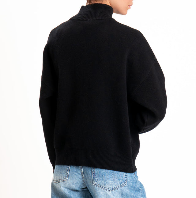 Tensione in-Cardigan 100% LANA SOFT con zip - nero