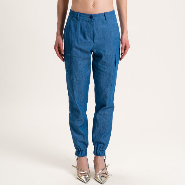 Zeroassoluto-Pantalone BEAUTY cargo chambray - denim