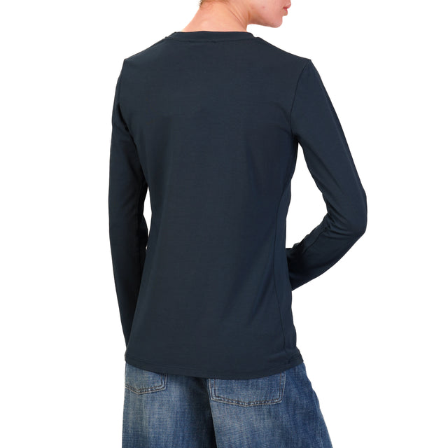 Zeroassoluto-T-shirt girocollo cotone elasticizzato - blu
