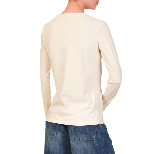 Zeroassoluto-T-shirt girocollo cotone elasticizzato - burro