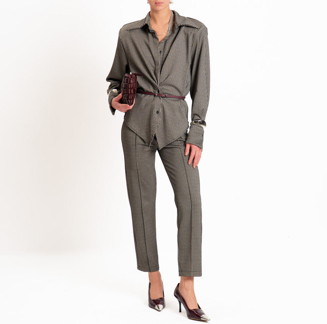 Tensione in-Camicia pied de poule con spalline - nero/beige