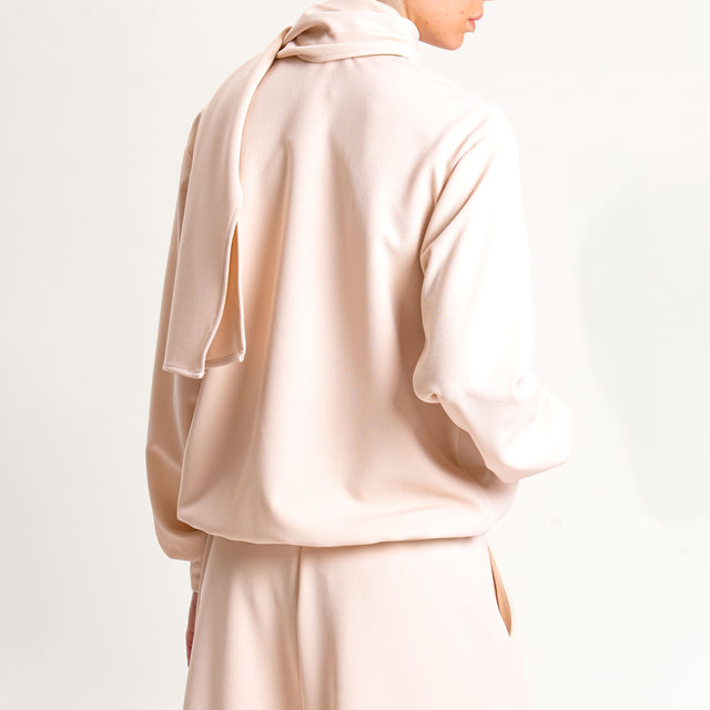 Souvenir-Bomber elasticizzato con sciarpa - crema
