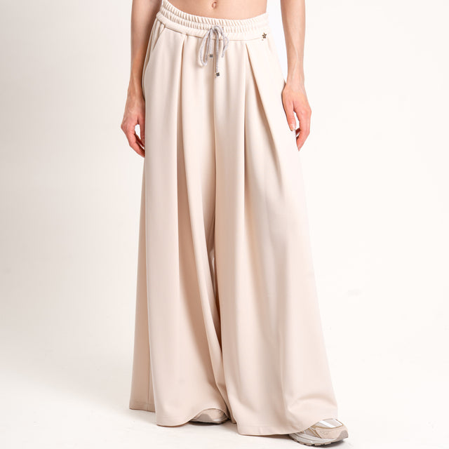 Souvenir-Pantalone wide leg con coulisse - crema