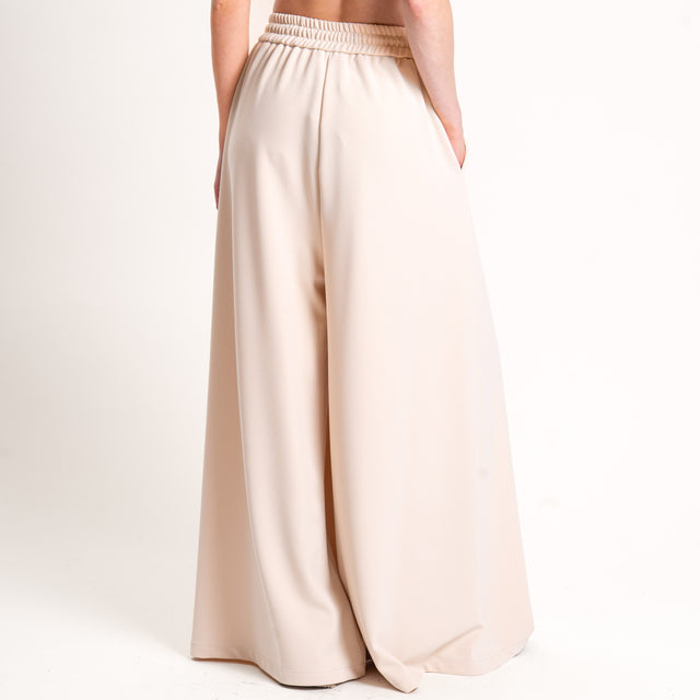 Souvenir-Pantalone wide leg con coulisse - crema