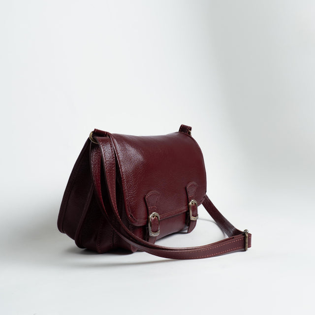 Zeroassoluto-Borsa saddle genuine leather high quality - Bordeaux