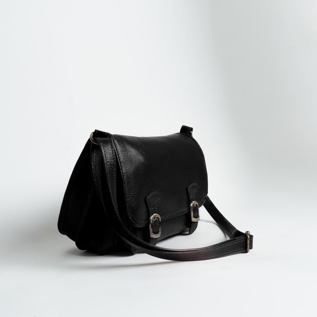 Zeroassoluto-Borsa saddle genuine leather high quality - nero