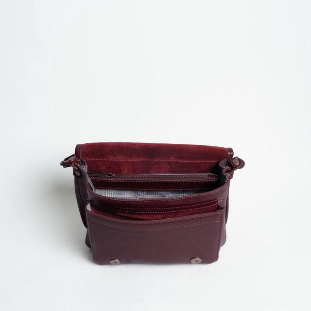 Zeroassoluto-Borsa saddle genuine leather high quality - Bordeaux
