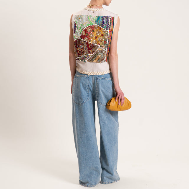Dixie-Gilet con ricami - burro/verde/india