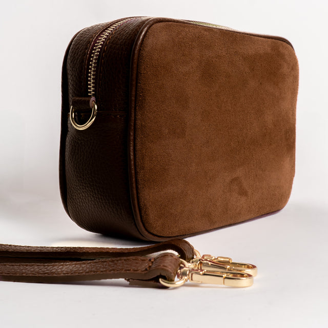 W by whitemood- Borsa scamosciata con nappina - cioccolato