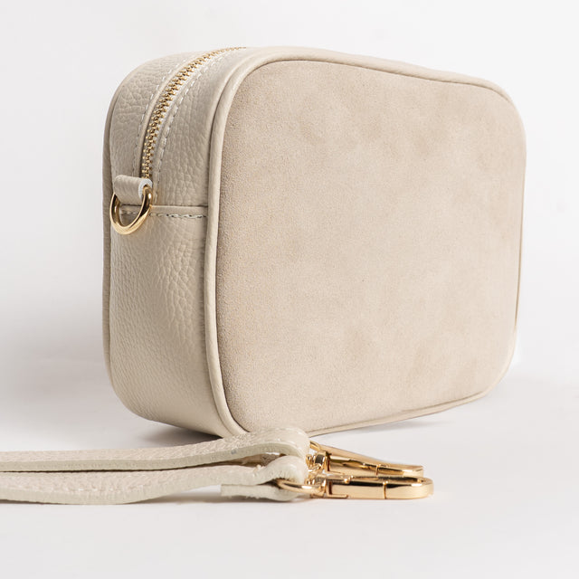 W by whitemood- Borsa scamosciata con nappina - gesso