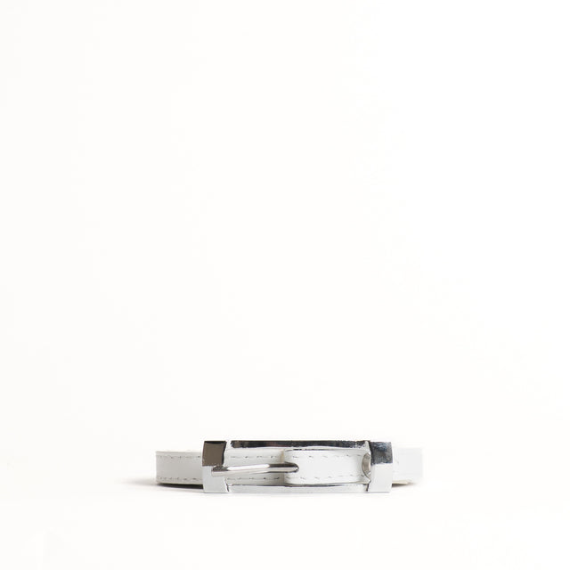 W by Whitemood-Cintura fina genuine leather - Bianco