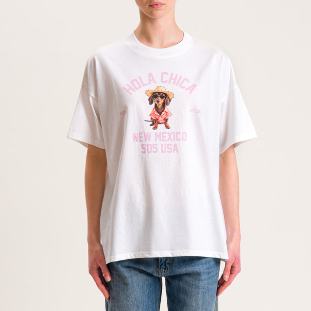 Vicolo-T-shirt "HOLA CHICA" - bianco