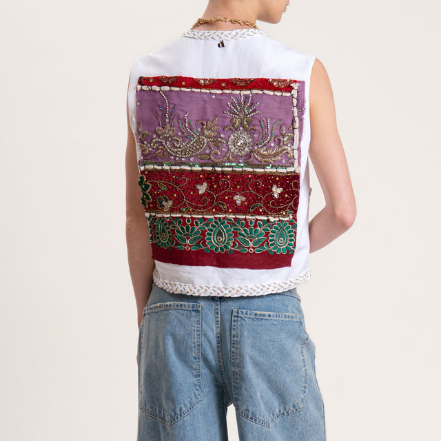 Dixie-Gilet con ricami - bianco/lilla/india