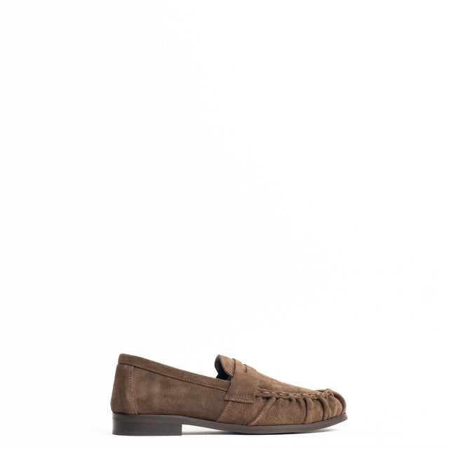 Ovyé-Mocassino effetto suede - moro