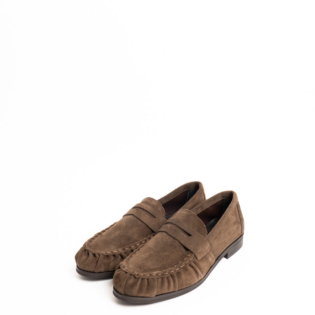 Ovyé-Mocassino effetto suede - moro