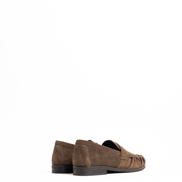 Ovyé-Mocassino effetto suede - moro