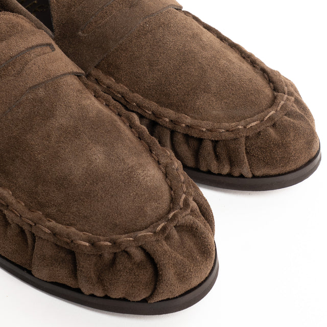 Ovyé-Mocassino effetto suede - moro