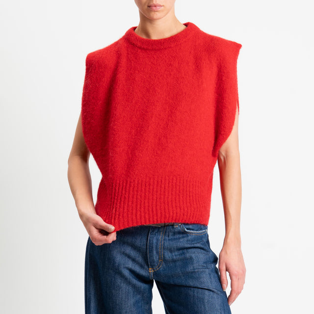 Dixie-Maglia smanicata misto alpaca - rosso