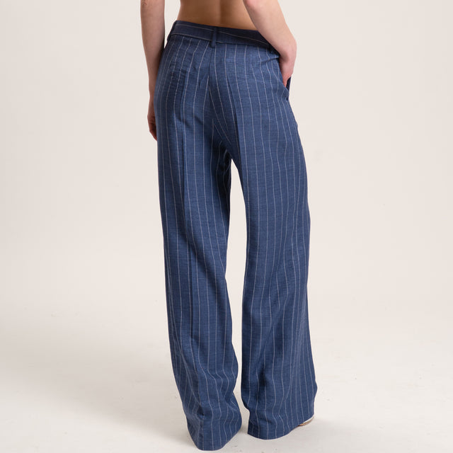 Zeroassoluto-Pantalone BELY gessato straight - blu