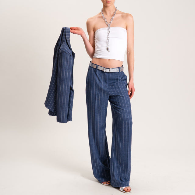 Zeroassoluto-Pantalone BELY gessato straight - blu