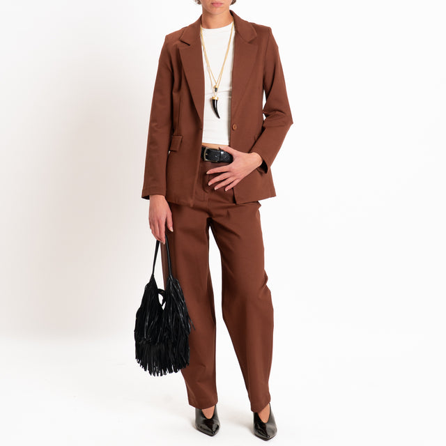 Zeroassoluto-Giacca JENNY punto milano con spalline - choco