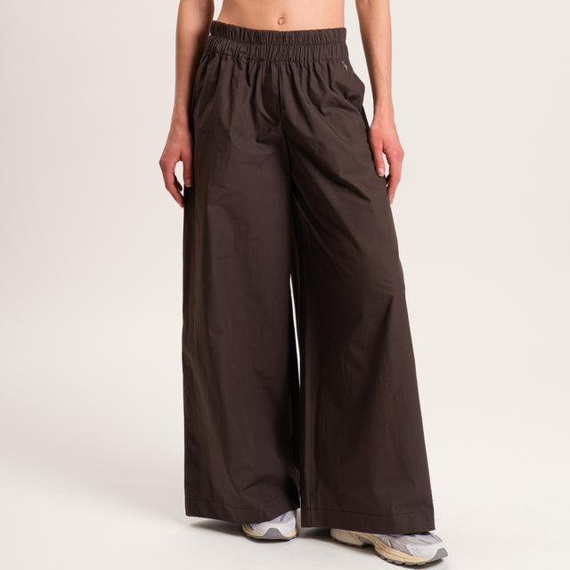 Souvenir-Pantalone popeline wide leg - cioccolato