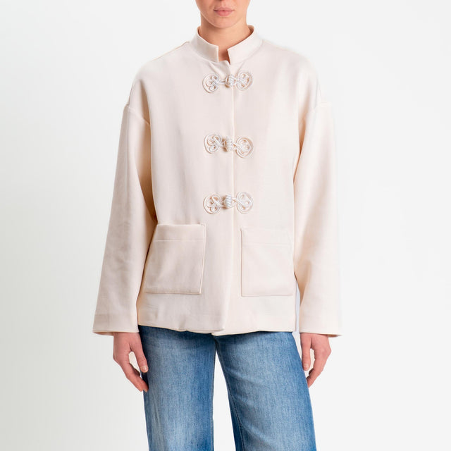 Tensione in-Giacca mandarin con tasche - panna