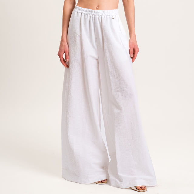 Souvenir-Pantalone wide leg elastico in vita - panna