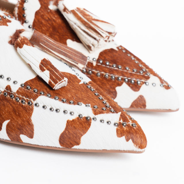 Ovyè-Mocassino cavallino cow print - latte/marrone