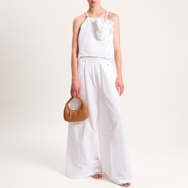 Souvenir-Pantalone wide leg elastico in vita - panna