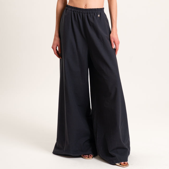 Souvenir-Pantalone wide leg elastico in vita - nero