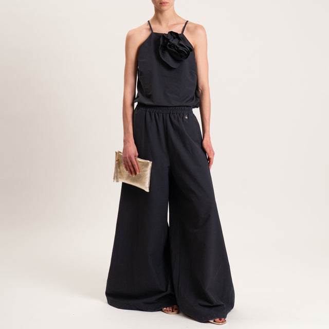 Souvenir-Pantalone wide leg elastico in vita - nero
