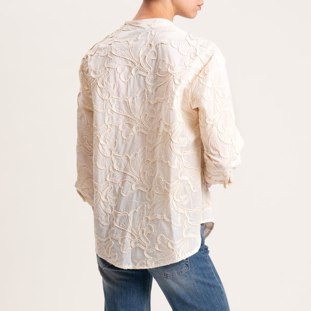 Zeroassoluto-Camicia CALY cotone con ricami - burro